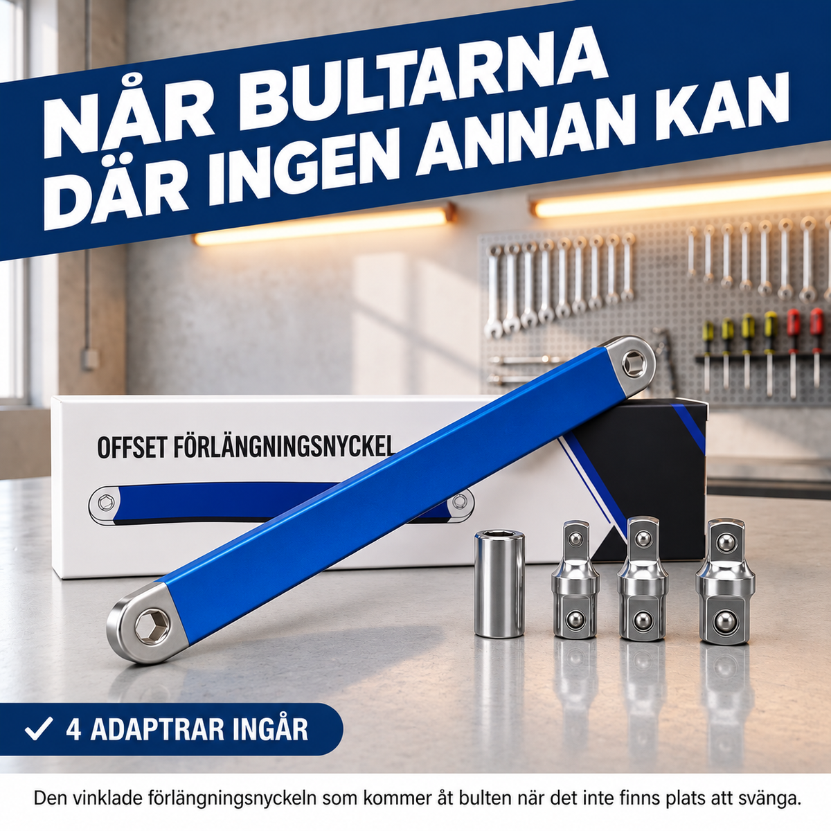 NordTools™ Spärrnyckelförlängare med 4 adaptrar