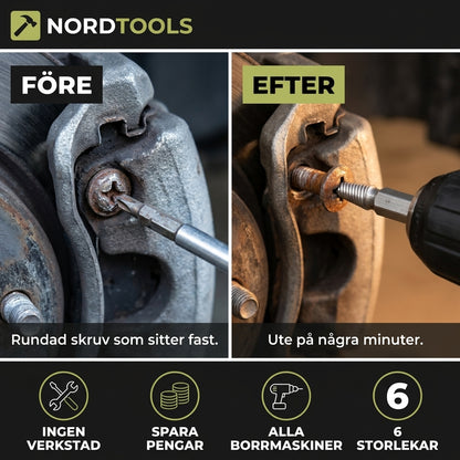 Före och efter – rundad skruv utdragen